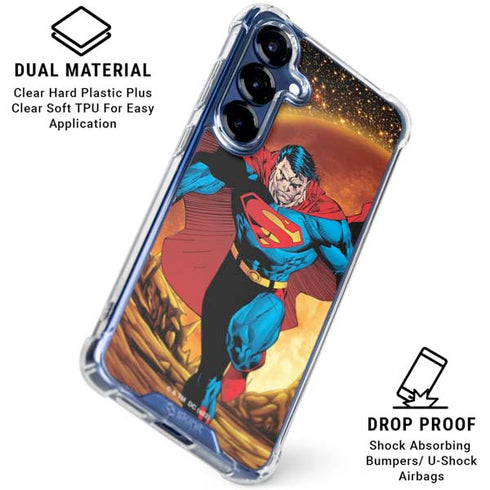DC Comics Superman Action Pose Art By Jim Lee Galaxy S25 Clear Case